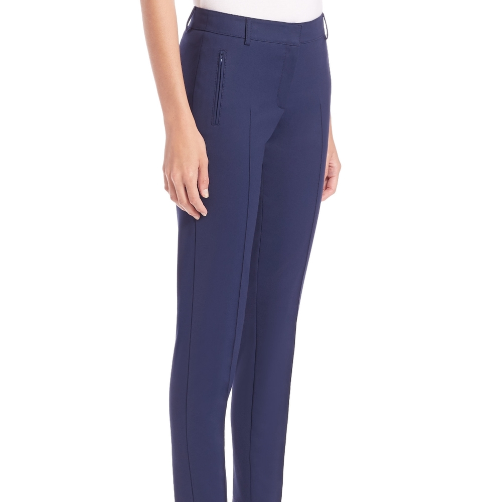 AKRIS PUNTO $395 Techno Cotton Fabia Pant Navy Size 4